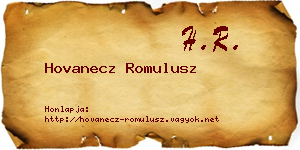 Hovanecz Romulusz névjegykártya
